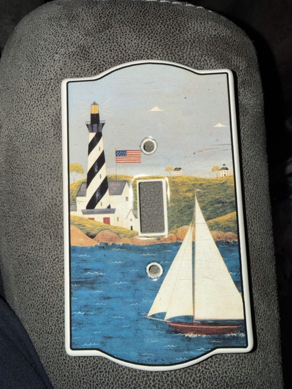 Warren Kimble folk artNautical Lighthouse Sailboat Decorative Light Switch Cover